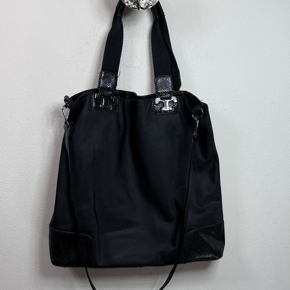 (X3) TORY BURCH NICO bag in black nylon and patent leather, large - Picture 2 of 12